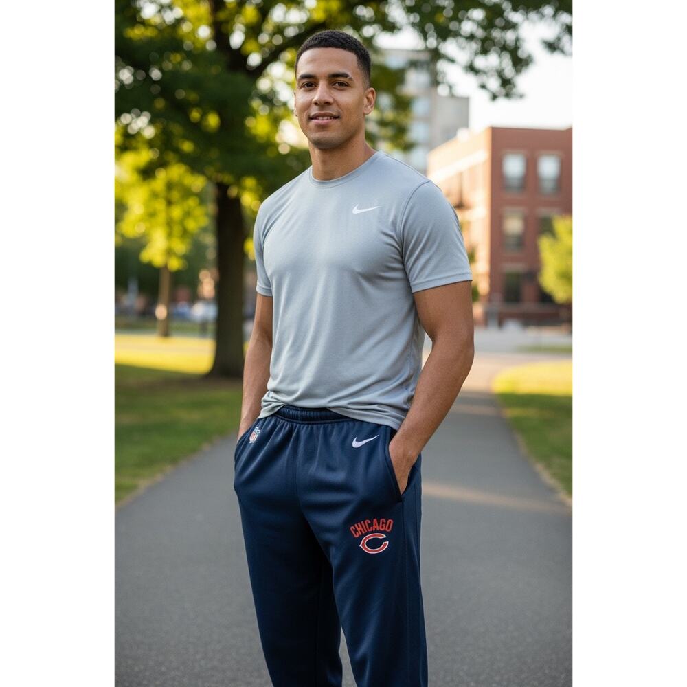 Chicago Bears Pants Mens Large Blue NFL Football Nike Therma Fit On Field Sweats